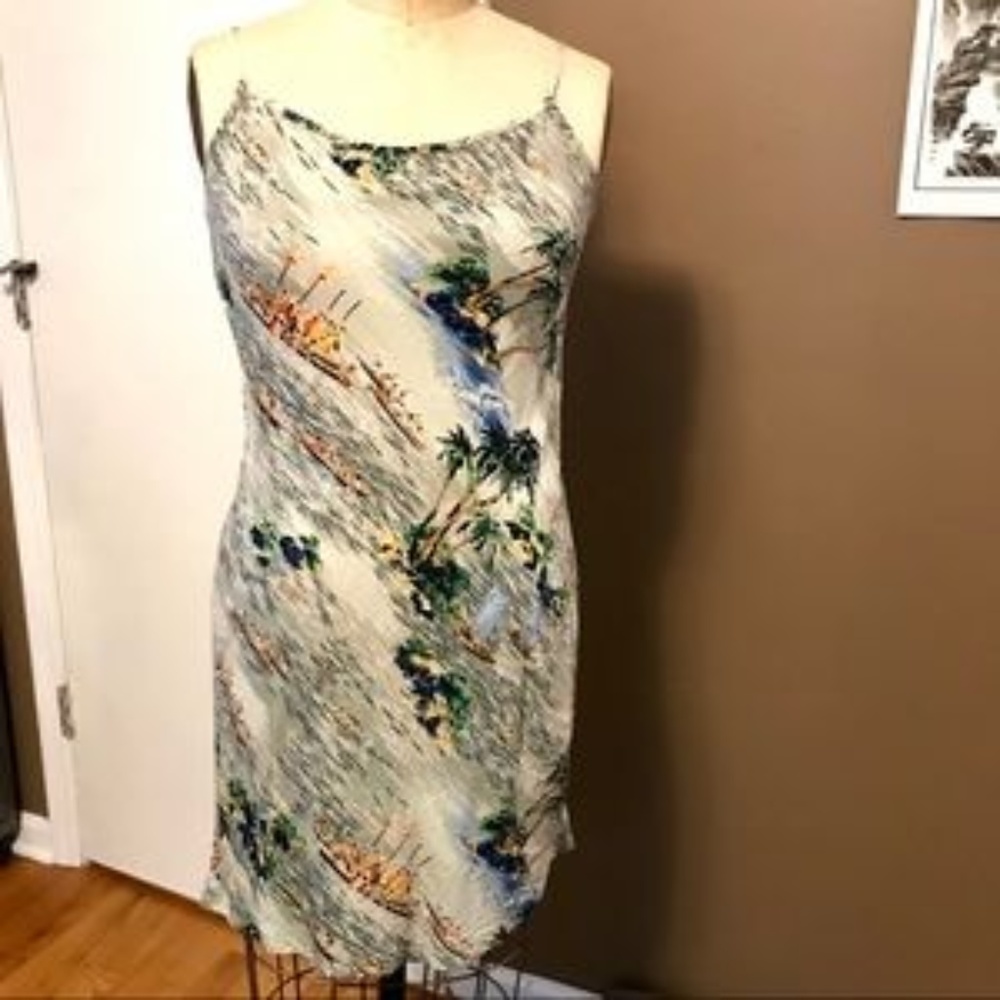 Aqua Blues  Hawaiian themed dress Sz Lg